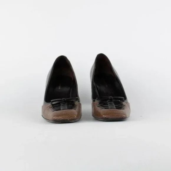 Balenciaga Patent Snake-Embossed Leather Cutout Lace Pumps - Picture 2 of 9